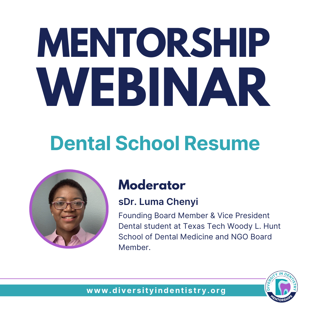 Mentorship Webinar ad: Dental School Resume