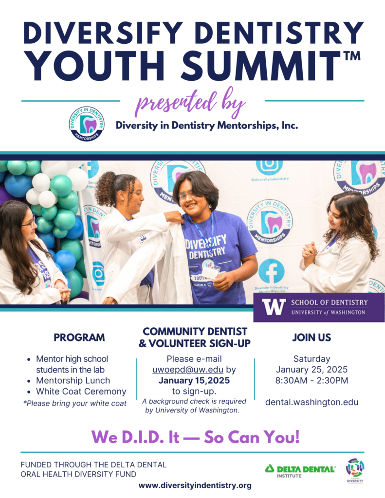 Diversify Dentistry Youth Summit flyer for University of Washington 